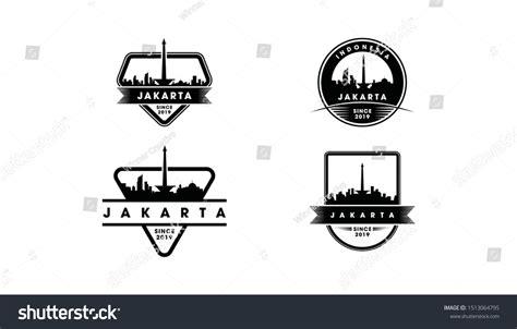 Jakarta Badge Logo Jakarta Skyline Landmarks Stock Vector Royalty Free