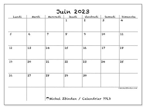 Calendrier Juin 2023 77 Michel Zbinden Fr
