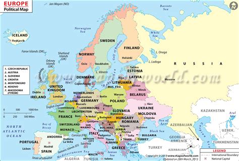 Political Map Of Europe With Countries And Capitals