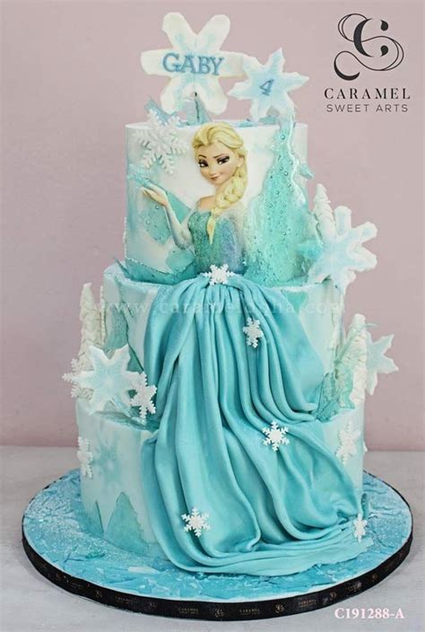 A Frozen Princess Cake With Frosting On Top