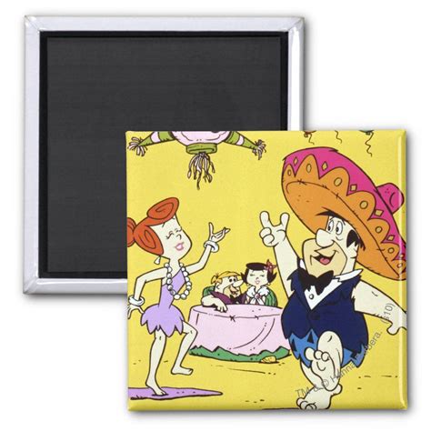 Fred Flintstone Wilma Barney And Betty Fiesta Magnet Zazzle Fred Flintstone Wilma