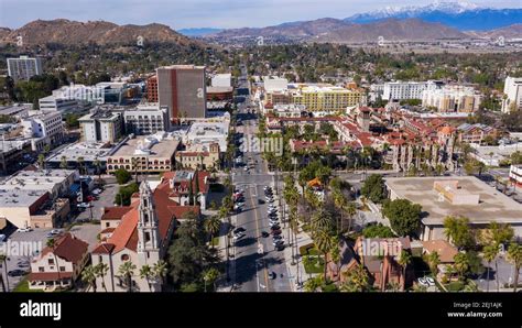 Aerial View Of The Historic Skyline Of Downtown Riverside California
