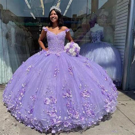 Purple Quinceanera Dresses Sweet 15 Glitter 3d Flower Bead With Wrap Ball Gown Ebay