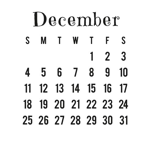 December Calendar Png Printable Word Searches