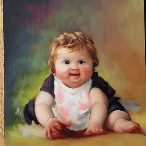 Adorable Cute Baby Oil Painting · Creative Fabrica