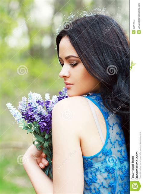 Brunette Woman In The Park Stock Image Image Of Forest 30560473