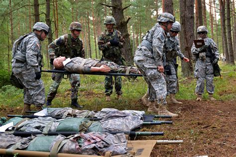 Us And Macedonia Soldiers Evacuate Simulated Casualties During The U