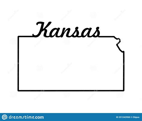 Us State Map Kansas Outline Symbol Vector Illustration Stock Vector