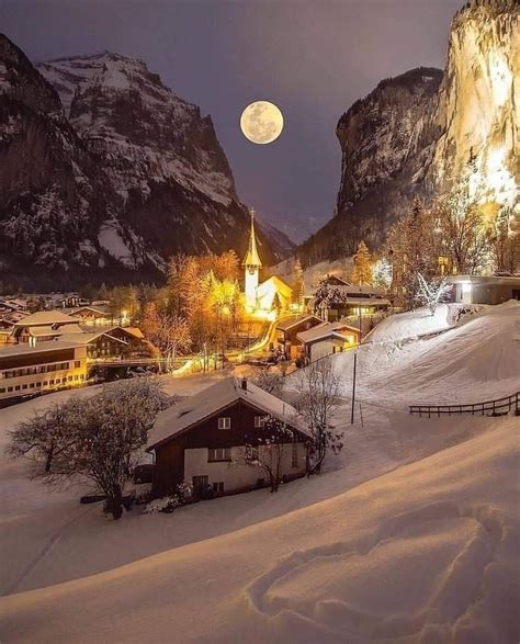 Pleine Lune En Suisse Winter Scenery Winter Scenes Beautiful Places