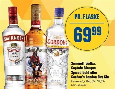 Smirnoff Vodka Captain Morgan Spiced Gold Eller Gordon S London Dry