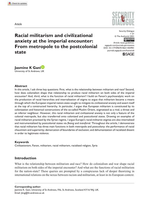 Pdf Racial Militarism And Civilizational Anxiety At The Imperial