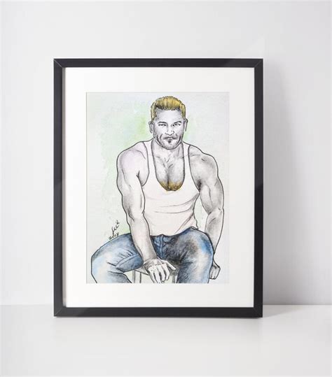 Original Gay Art Male Nude Drawing Homoerotic Watercolor Etsy
