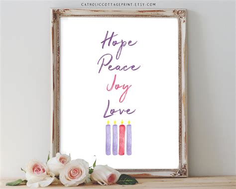 Advent Candles Printable Hope Peace Joy Love Christmas Cardwall