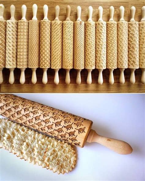 Custom Engraved Rolling Pins Imprint Patterns Into Cookie Dough By