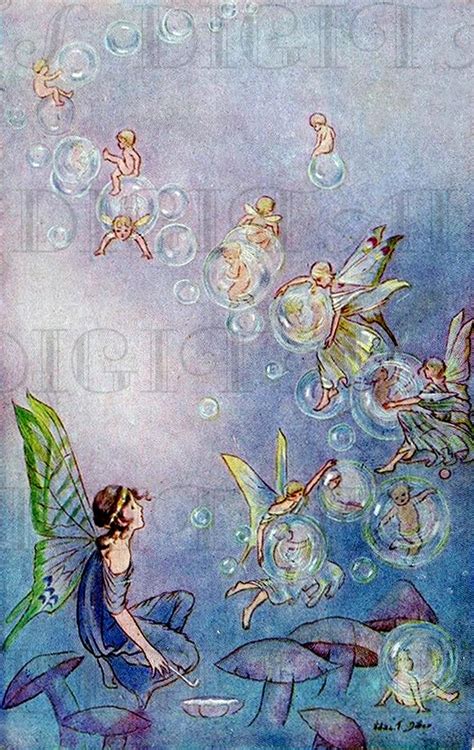 Bubble Fairies Vintage Fairy Digital Illustration Fairy Etsy