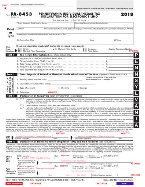 Pennsylvania State Fillable Tax Forms Printable Forms Free Online