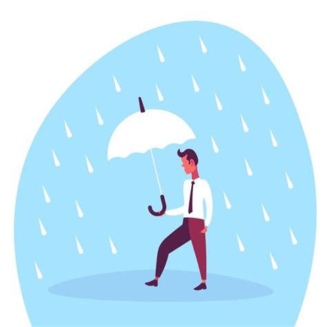 Premium Vector Businessman Holding Umbrella During Rain