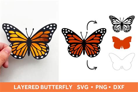 3d Layered Butterfly Svg Paper Craft Monarch Butterfly File 1306069