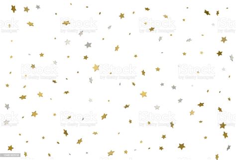 Gold Glitter Background 3d Gold Stars Confetti Vector Stock