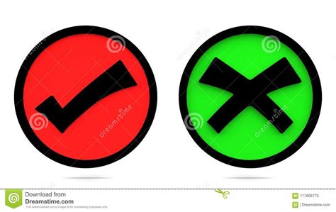 True And False Signs Correct And Incorrect Icons 3d