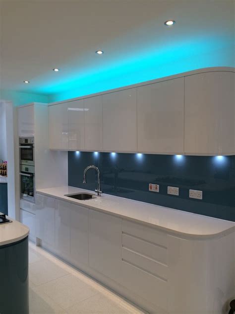 Whiteblue High Gloss Handless German Kitchen Bishops Stortford