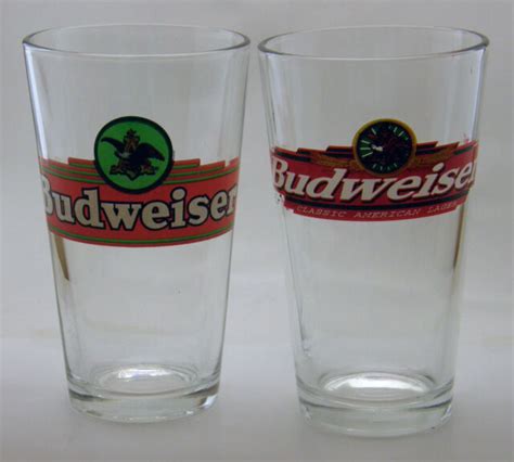 Budweiser Classics Two 2 Different And Distictive Pint Glasses Ebay