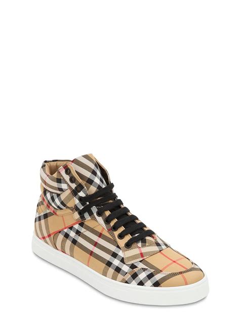 Burberry Cotton Vintage Check Canvas High Top Sneakers For Men Lyst
