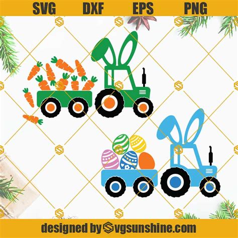 Easter Tractor SVG Bundle, Easter Eggs Svg, Tractor With Eggs Svg