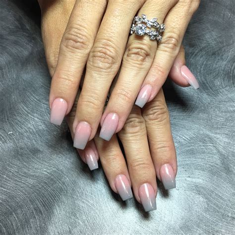 Sns pink and white dipping powder nails. SNS Ombre Nails (pink and grey) … | Pinteres…