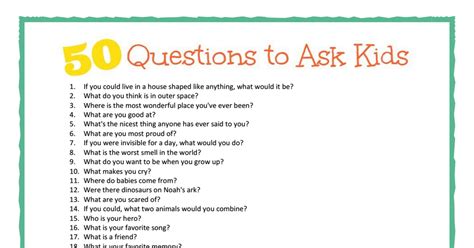 50 Questions To Ask Kids Printablepdf Teaching Kids School Age