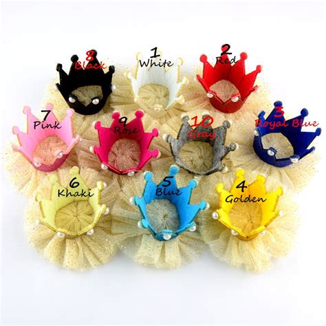 20pcslot Newborn Mini Felt Glitter Crown With Cream Glitter Mesh Girls