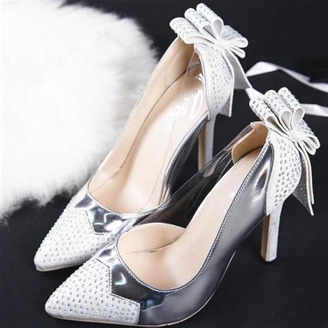 Pointed Toe Crystal Bowknot Slip On Women High Heels Fashion Stiletto Pumps Wedding Shoes On Luulla