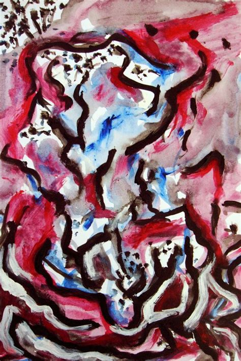 Red And Blue Abstract Painting On Paper Modern Painting Modern Art