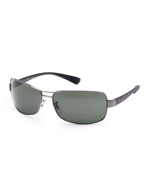 Ray Ban Mens Polarized Rb3379 00458 64 Silver Rectangle Sunglasses