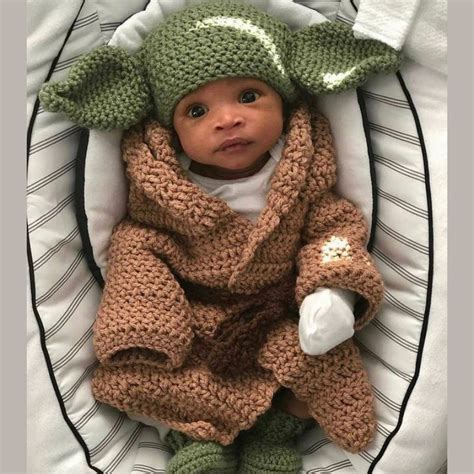 Baby Yoda Crochet Costume Halloween Hand Knitted Costume Baby Etsy