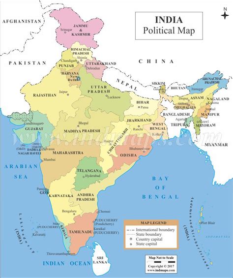 Mappa Politica Dellindia Mappa Di India Politico Lasia Del Sud Asia