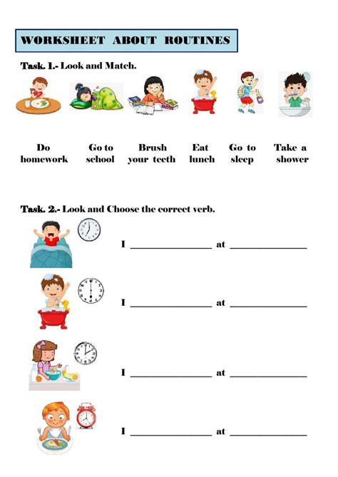 Daily Routine Activities Daily Routines Interactive Activities Student Activities Grade