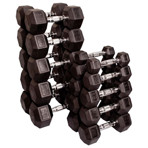 Body Solid Rubber Coated Hex Dumbbells Sets 80 To 100 Lb