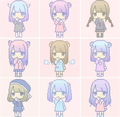 Chibi Kawaii Lilac Pastel Pink Pixel Art Pale Color Anime