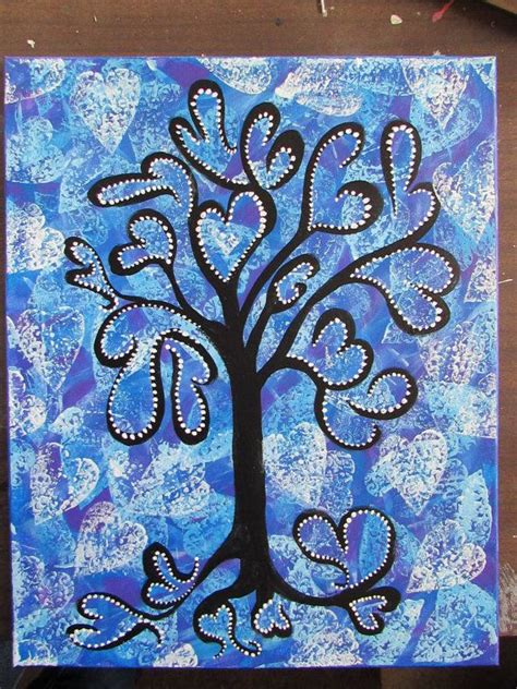Abstract Art Modern Art Funky Blue Heart Tree Painting 16 X 20 Etsy
