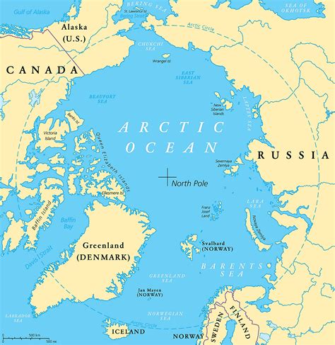 Arctic Ocean Countries Map 