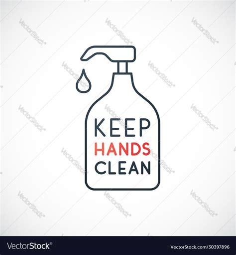 Keep Your Hands Clean Line Icon Royalty Free Vector Image