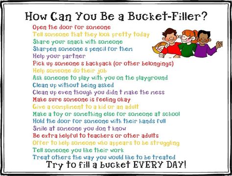 A Poster With The Words How Can You Be A Bucket Filler On It