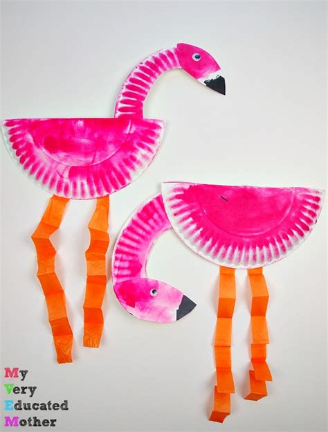 My Very Educated Mother Kids Craft Paper Plate Flamingos