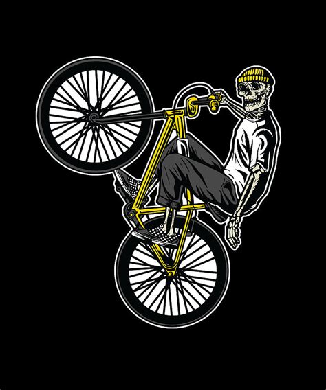 Skeleton On Bike Cool Urban Biker Skull Mixed Media By Norman W Fine