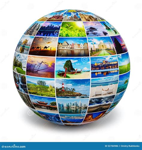 Globe With Travel Photos Stock Photo Image Of Images 52784986