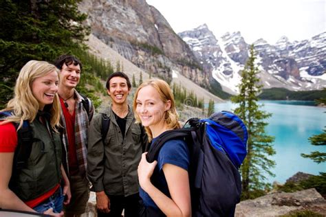 Camping Friends In Mountains Stock Photo Image Of Nature Lake 16590474