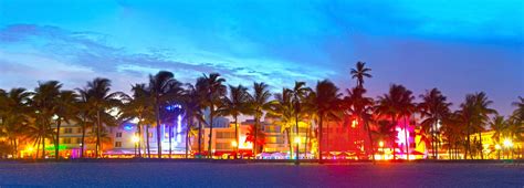 Miami Beach Florida Hotels And Restaurants At Sunset Stock Photo Image Of Colorful Cityscape