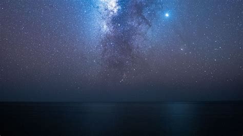 Starry Sky Stars Milky Way Night Sea 4k Hd Wallpaper
