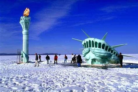 walking on frozen lake mendota is a must liberty new york lady liberty statue of liberty uw